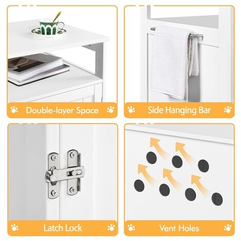 Casetta Per Lettiera Gatti Yaheetech - Legno, Bianco, 64x52x49cm - Foto 12