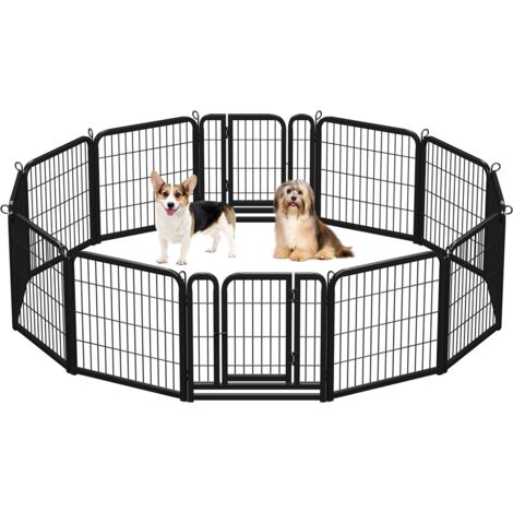 Yaheetech Recinto per Cani Cuccioli Gatti Conigli Animali Domestici 12 pz 60 x 60 cm da Interno e Esterno Pieghevole Recinzione Rete Metallica Nero