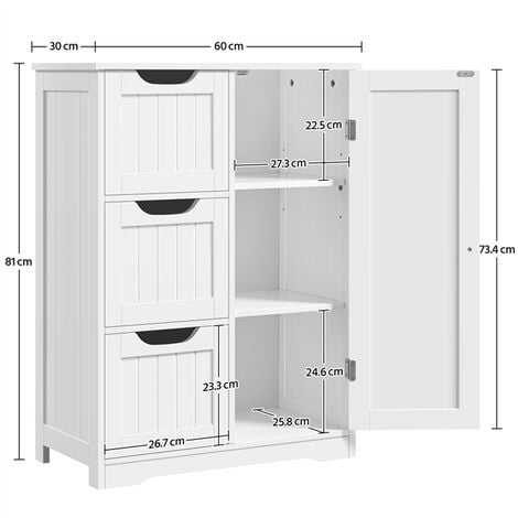 Scaffale salvaspazio 3 ripiani multiuso bagno cucina 65 x 60 x 25cm  Art.5897