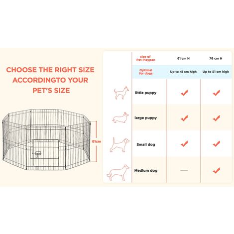 Yaheetech Recinto per Cani 8 pz 52 x 61 cm Conigli Cuccioli Animali Domestici da Interno Esterno Giardino in Ferro Recinzione