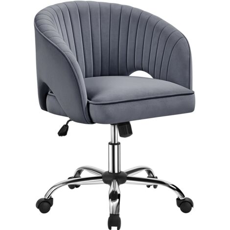 Yaheetech Poltroncina/Sedia da Ufficio Scrivania Ergonomica in Velluto Imbottita a Rotelle Girevole Reclinabile Altezza Regolabile Scuro Grigio