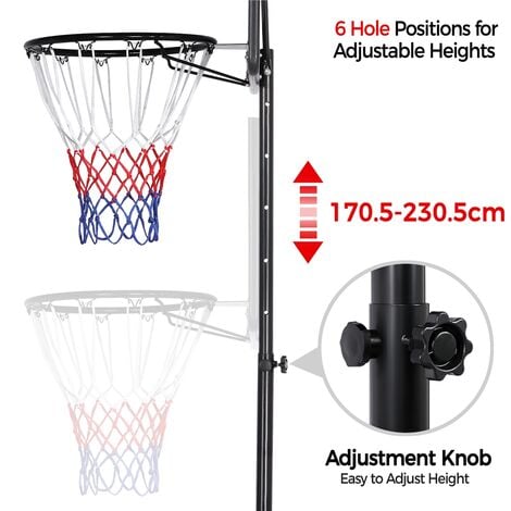 VEVOR VEVOR Canestro da Basket con Tabellone Altezza Regolabile  152,4-213,4cm Base con Ruote, Kit di Canestro Basket Portatile da Esterno  Altezza Regolabile per Bambini Adulti, Canestro Basket con Tabellone