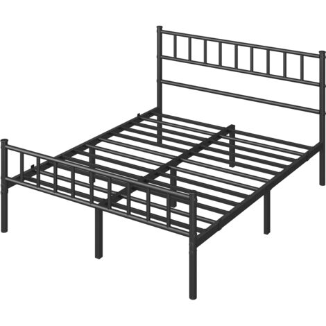 Yaheetech Struttura Letto in Ferro Battuto a Doghe in Metallo Nero 140 x 200 cm