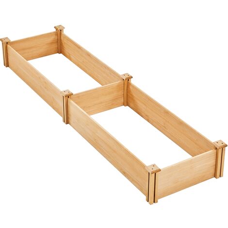 Yaheetech Letto Rialzato da Giardino in Legno con Griglia Centrale Fioriera per Coltivazione Marrone Chiaro 244,5 cm × 62,5 cm × 27 cm