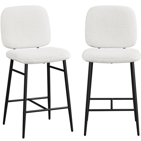 Set Di 4 Sgabelli Da Bar In Rattan E Legno Naturale - Sedute Imbottite Lino Beige - Con Schienale, Altezza 66 Cm - Stile Mid-Century Per Cucina