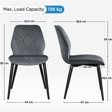 Yaheetech Set 2 Sedie Sala da Pranzo Moderne Imbottite in Tessuto Eleganti  con Schienale Ergonomico Gambe