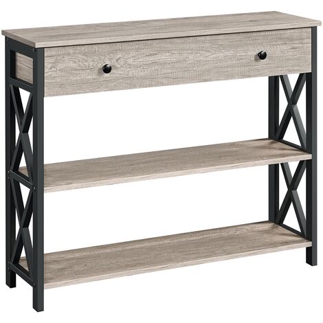 Yaheetech Tavolo Consolle da Ingresso Tavolino con 2 Cassetti Mobiletto da Soggiorno Tavolino Corridoio 30 x 80 x 100 cm Grigio