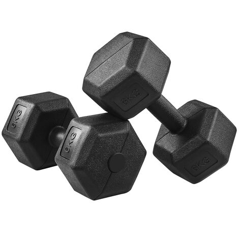 Yaheetech Coppia Manubrio Esagonale per Palestra Casa in Ferro e PVC Antiscivolo Nero 2 Pezzi 6 Kg