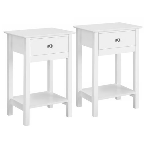 Yaheetech Set 2 Tavolini Lati Comodini da Camera da Letto Moderni 40 x 30 x 61 cm con Cassetto in Legno e MDF Tavolini D'Appoggio Laterale da Divano Salotto Bianchi