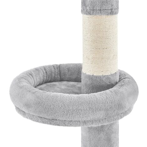 Yaheetech Albero Tiragraffi Per Gatti Da Soffitto Regolabile - 226-265,5 Cm, Grigio, 5 Livelli Con Cucce - Foto 9