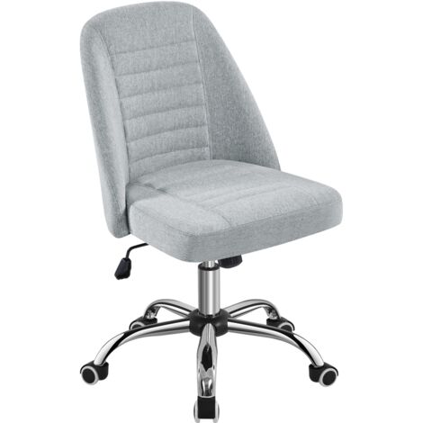Yaheetech Sedia Ufficio Scrivania Senza Braccioli Ergonomica Reclinabile Imbottita in Finta Pelle con Rotelle Girevole Altezza Regolabile Portata 136 kg Grigio Chiaro
