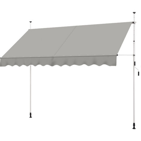 Yaheetech Tenda da Sole Parasole per Balcone Veranda a Manovella Telo Retrattile Resistente ai Raggi UV Altezza Regolabile Senza Forare 300 x 120 cm/Grigio Chiaro