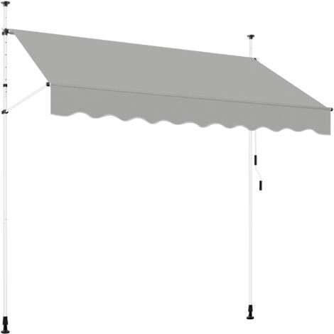 Yaheetech Tenda da Sole Parasole per Balcone Veranda a Manovella Telo Retrattile Resistente ai Raggi UV Altezza Regolabile Senza Forare 250 x 120 cm/Grigio Chiaro