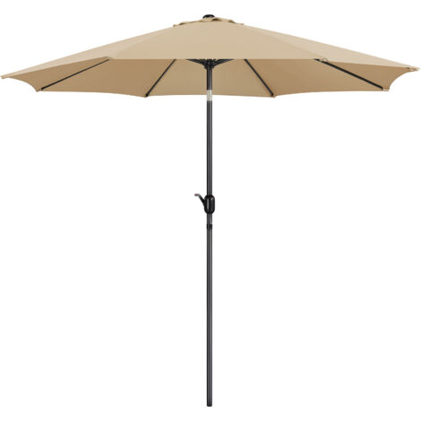 Yaheetech Ombrellone da Giardino Esterno Spiaggia Parasole con Manovella Protezione UV con Telo di Poliestere e Palo Alluminio Centrale Inclinabile 230 x 230 x 224 cm Ecrù
