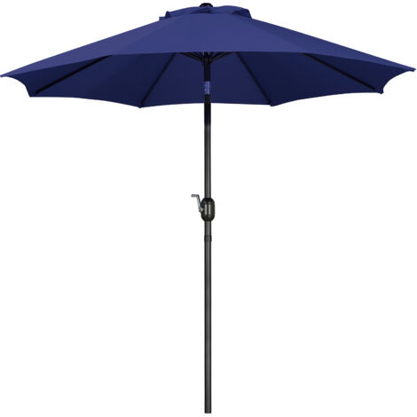 Yaheetech Ombrellone da Giardino Inclinabile con Manovella in Alluminio e Poliestere Impermeabile Anti UV da Esterno Spiaggia Terrazze Bar Balcone ø 270 x 240 cm Navy Blu