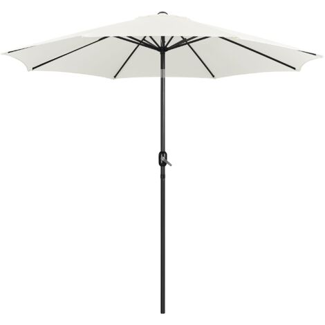 Yaheetech Ombrellone da Giardino Esterno Spiaggia Parasole con Manovella Protezione UV con Telo di Poliestere e Palo Alluminio Centrale Inclinabile 230 x 230 x 224 cm Crema