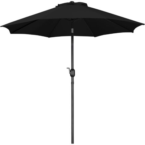 Yaheetech Ombrellone da Giardino Inclinabile con Manovella in Alluminio e Poliestere Impermeabile Anti UV da Esterno Spiaggia Terrazze Bar Balcone ø 270 x 240 cm Nero