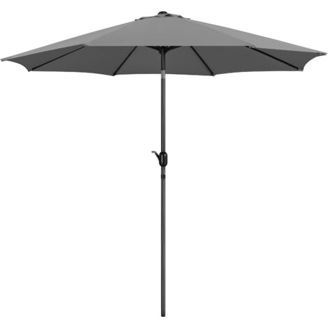 Yaheetech Ombrellone da Giardino Esterno Spiaggia Parasole con Manovella Protezione UV con Telo di Poliestere e Palo Alluminio Centrale Inclinabile 230 x 230 x 224 cm Grigio