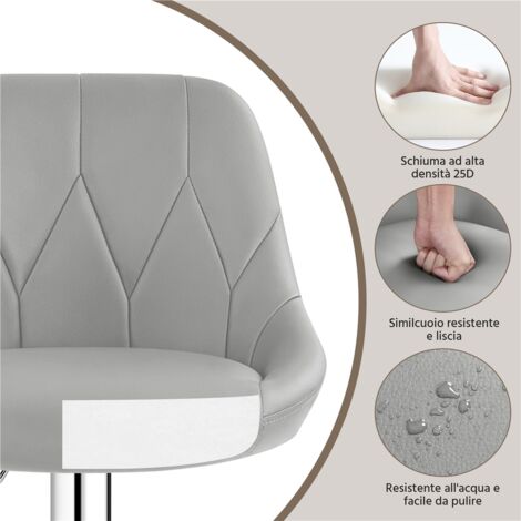 Set 2 Sgabelli Da Bar Regolabili Yaheetech - Con Schienale Imbottito E Seduta Girevole | Bianco - Foto 10