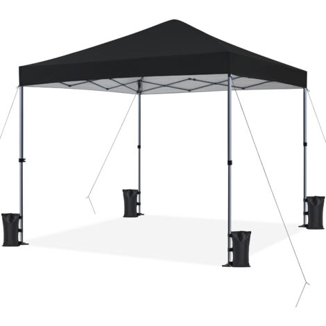 Yaheetech Gazebo Richiudibile Pieghevole Impermeabile 3x3 m in PVC Gazebo Pop Up Altezza Regolabile Tessuto Oxford Adatto per Terrazza Fiera Feste Giardino Mercato Campeggio Bar Pub Nero