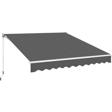 Yaheetech Tenda da Sole a Bracci Estensibili Avvolgibile da Esterno Balcone Finestra Porta Tettuccio Ristorante Tendalino a Scomparsa Manuale Resistente ai Raggi UV 300 x 250 cm/Grigio Scuro