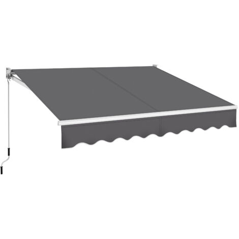 Yaheetech Tenda da Sole a Bracci Estensibili Avvolgibile da Esterno Balcone Finestra Porta Tettuccio Ristorante Tendalino a Scomparsa Manuale Resistente ai Raggi UV 250 x 200 cm/Grigio Scuro