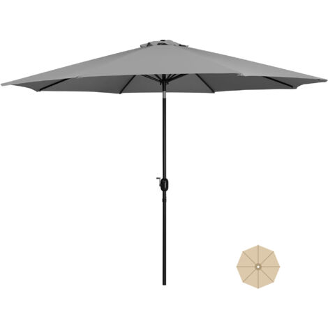 Yaheetech Ombrellone da Giardino Esterno Portatile Parasole Protezione UV con Manovella Reclinabile Telo in Poliestere Tubo in Alluminio Spiaggia Balcone Terrazzo Grigio