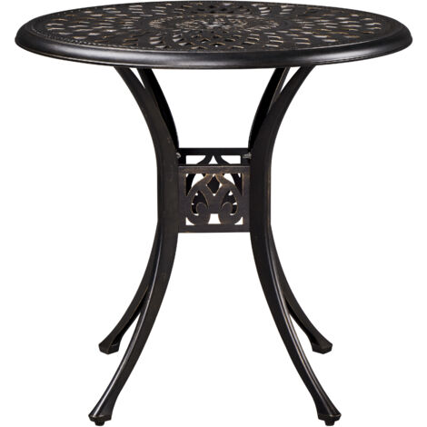 Yaheetech Tavolo da Giardino Bistrot Rotondo Esterno 78 × 75 cm in Alluminio Vintage con Foro per Ombrellone di Diametro 4,8 cm per Balcone Patio Piscina Bronzo