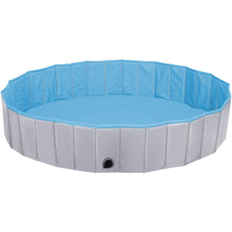 Yaheetech Piscina per Cani Vasca da Bagno Pieghevole Antiscivolo per Animali Cani Gatti Coniglio in PVC da Esterno Interno Grigio XXXL 180 x 30 cm