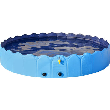 Yaheetech Piscina per Cani Pieghevole con Irrigatore Vasca da Bagno Animali Domestici Antiscivolo Portatile Blu 180 x 33 cm