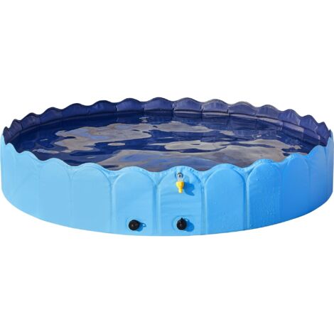 Yaheetech Piscina per Cani Pieghevole con Irrigatore Vasca da Bagno Animali Domestici Antiscivolo Portatile Blu 160 x 33 cm
