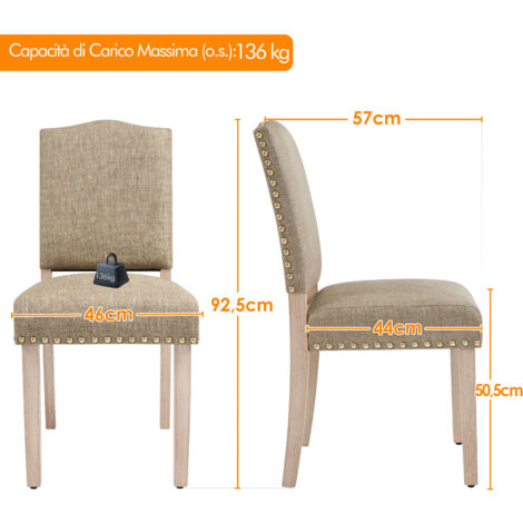 Set di 4 sedie da pranzo senza braccioli - 46 x 61 x 79 cm - Pelle PU e gambe in metallo - Marrone | Leroy Merlin