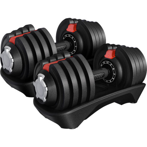 Yaheetech Manubrio Esagonale per Palestra Casa in Acciaio Antiscivolo Set di Manubri Regolabili in 1 Secondo Manubri 12 in 1 per L'allenamento Fitness in Ufficio 2 Pezzi 1,5 KG a 18 KG