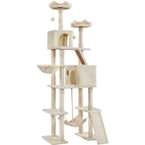 Tiragraffi Yaheetech 145 Cm In Sisal E Truciolato, Con Posatoio, Cesto E Pallina Pendente, Grigio Chiaro, Per Gatti