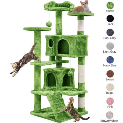 Yaheetech Albero Tiragraffi per Gatti 137 cm con 2 Palle Sisal Naturale Giocattolo Gioco Verde