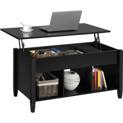 Tavolino Sollevabile SOARS Con Alzata Pneumatica – 104x49 Cm, 3 Scomparti, Colore Nero - 4