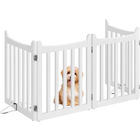 Yaheetech Cancelletto per Cani Estensibile Cancello Pieghevole di Sicurezza da Interno Recinto Barriera per Scale Porta in Legno 4 Pannelli 201,5 × 60,5 cm Bianco
