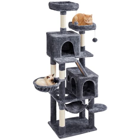 Yaheetech Albero Tiragraffi Per Gatti 155 Cm Cuccia A Forma Di Squalo Posatoio Amaca Corda Di Sisal Naturale Stile Oceano Gioco Blu Bianco 77793069
