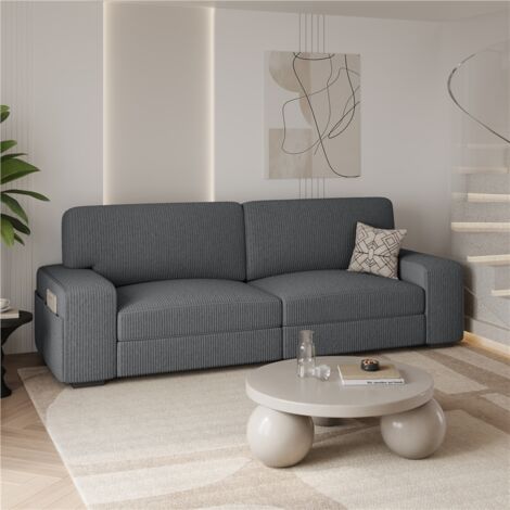 Divano A 2 Posti Yaheetech In Velluto Verde - Moderno Con Cuscini E Tasche Laterali - Foto 9