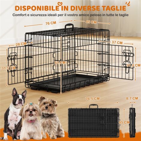 Gabbia Per Cani Pieghevole Feandrea XXL - 122x74.5x80.5 Cm, Nero, Con 2 Porte E Vassoio Rimovibile - Foto 8