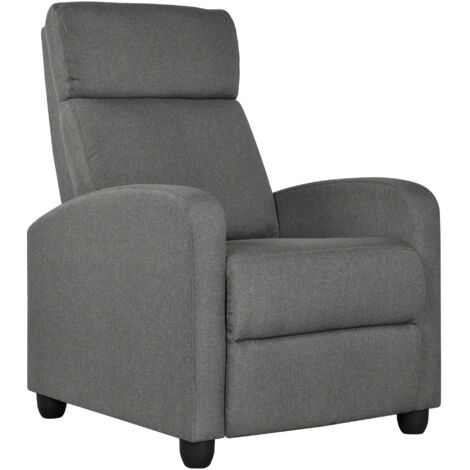 Yaheetech Poltrona Reclinabile Poltrona Relax Lounge Imbottita con Schienale Regolabile Sedia Monoposto con Poggiapiedi da Soggiorno Ufficio Studio Camera da Letto 67 x 85 x 99,5 cm Grigio/Tessuto