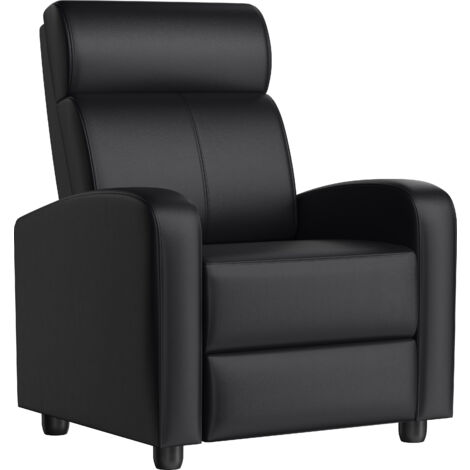 Yaheetech Poltrona Reclinabile Poltrona Relax Imbottita con Schienale Regolabile Sedia Monoposto con Poggiapiedi da Soggiorno Ufficio Studio Camera da Letto 67 x 85 x 99,5 cm Nero/Similpelle