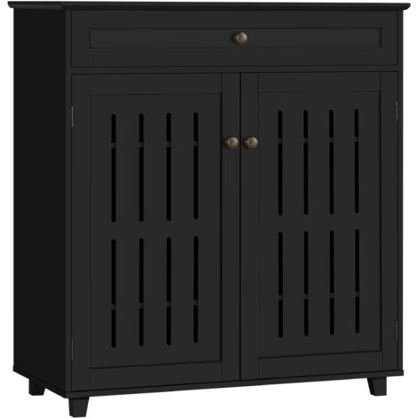 Yaheetech Scarpiera Salvaspazio Mobile Porta Scarpe con Cassetto e Ripiani Regolabili a 4 Livelli Mobiletto Scarpe in Legno 78 x 37 x 86 cm da Ingresso Soggiorno Nero