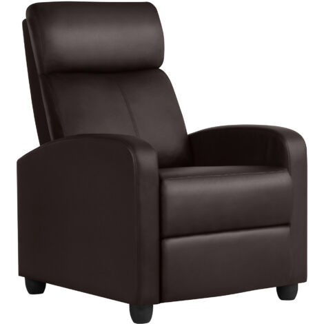 Yaheetech Poltrona Reclinabile Poltrona Relax Imbottita con Schienale Regolabile Sedia Monoposto con Poggiapiedi da Soggiorno Ufficio Studio Camera da Letto 67 x 85 x 99,5 cm Marrone Scuro/Similpelle