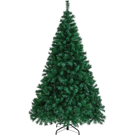 Yaheetech Albero di Natale Folto 183 cm con Base Metallica Pieghevole Abete Artificiale PVC 1000 Rami Effetto Realistico Verde