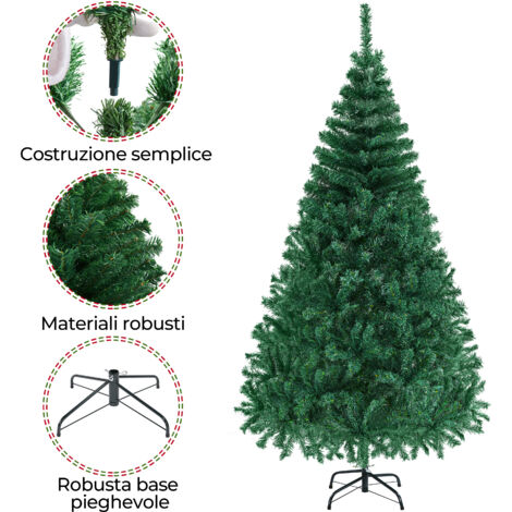 Albero Di Natale Artificiale 180 Cm – Pino Imperiale Verde – Base In Metallo, Smontabile, Con Aghi Morbidi