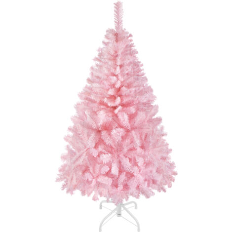 Yaheetech Albero di Natale 183 cm Artificiale Folto Alberi Effetto Realistico con Supporto in Metallo Pieghevole Portatile Decorazione Natalizia per Casa Negozio Rosa