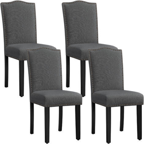 Yaheetech Set 4 Sedie da Pranzo Imbottite Tessuto Classiche Eleganti Gambe in Legno Massello per Cucina Soggiorno Portata 136 kg Grigio Scuro (1/5)