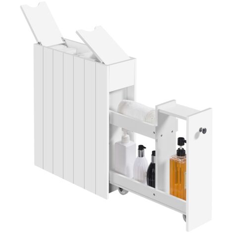 Yaheetech Mobile da Bagno Salvaspazio Alto e Stretto Carrellino Salvaspazio Mensola Nicchia con Ruote Organizzatore Mobiletto da Terra Porta Carta Igienica 50 × 17 × 58 cm Bianco