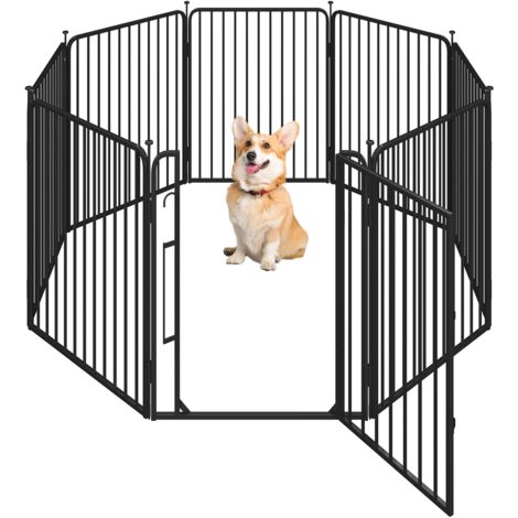 Yaheetech Recinto per Cani 8 Pannelli 80 cm da Interno da Esterno, Cancelletto Box per Cani Gatti, Cancello Barriera Pieghevole in Metallo per Casa Giardino